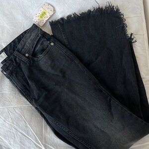 Free People Flare Wide Leg Jeans with Frayed Hem